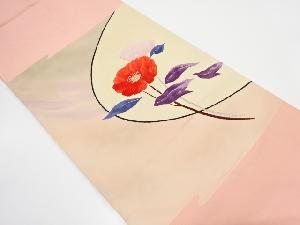 洋花模様織り出し　名古屋帯